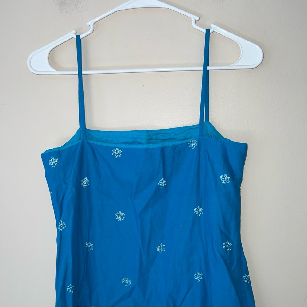 Ralph Ralph Lauren Vintage Blue Embroidered Cotton Spaghetti Strap Dress Size XS - Picture 7 of 8